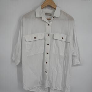 Everlane Shirt Men’s Small White Oversized Quiet Luxury Old Money Subtle Plaid